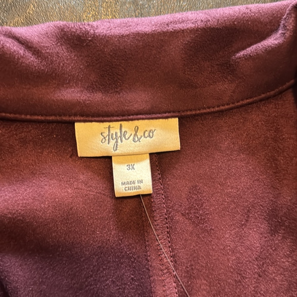 NWT Style & Company Maroon Moto Zip Jacket Size 3X - Picture 10 of 12
